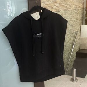 All Saints Black Sleeveless Hooded Sweatshirt